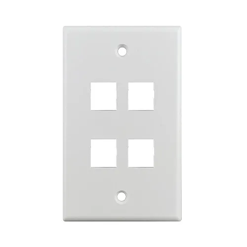 Simply45 S45-3204W Wall Plate, Standard Single-Gang, 4 Ports, White