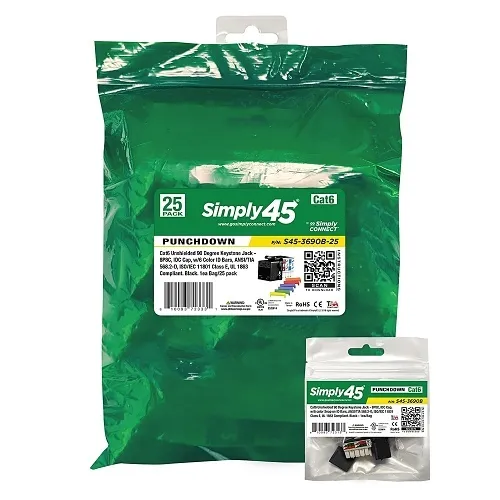 Simply45 S45-3690B-25 CAT6 UTP 90 BLACK KEYSTONE 1