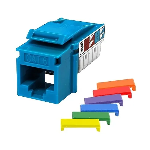 Simply45 S45-3690BL-25 CAT6 UTP 90 Keystone Jack, 110 Style, Includes Dust Cover, Blue