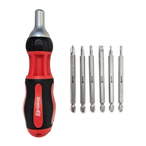 Simply45 S45-501 7-in-1 Multi Bit Ratcheting Screwdriver, 9"