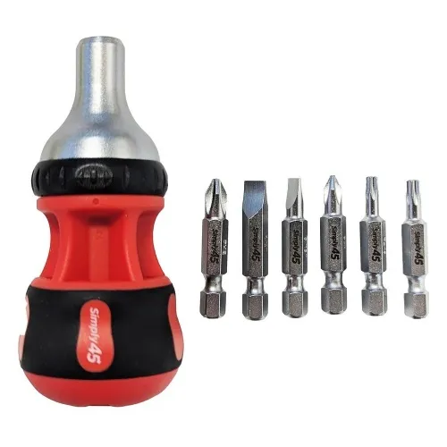 Simply45 S45-502 7-in-1 Multi Bit Ratcheting Screwdriver, 4.5"