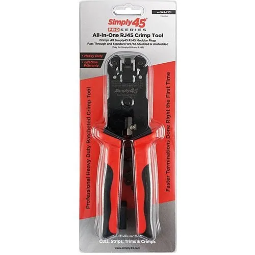 Simply45 S45-C101 ProSeries All-In-One RJ45 Crimp Tool, Pass-Through and Standard WE, SS RJ45
