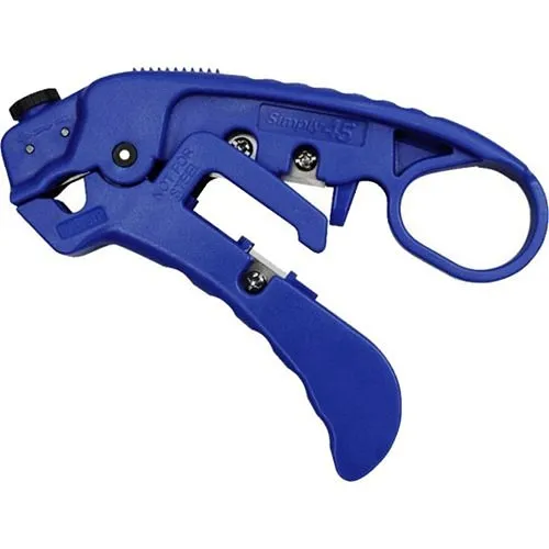 Simply45 S45-S01BL Adjustable LAN Cable Stripper for Shielded and Unshielded CAT7a, CAT6a, CAT6, CAT5e, Blue