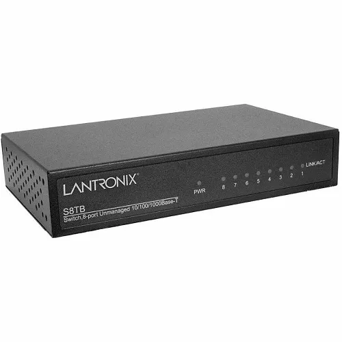 Lantronix S8TB-BR Unmanaged Switch 8-Port Gigabit Ethernet, Black