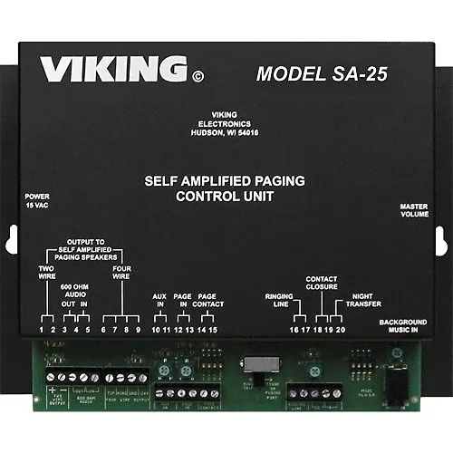 Viking SA-25 Self Amplified Paging Sys Cntrl Unit W/ IR Remote