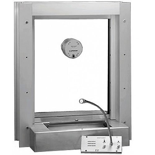 Alpha SC-350 2-Piece Thru-Glass Intercom, Counter/Glass Mount, 15" Gooseneck Microphone, 120VAC, No Headset Jack, Includes 18VDC Plug-In Power Supply