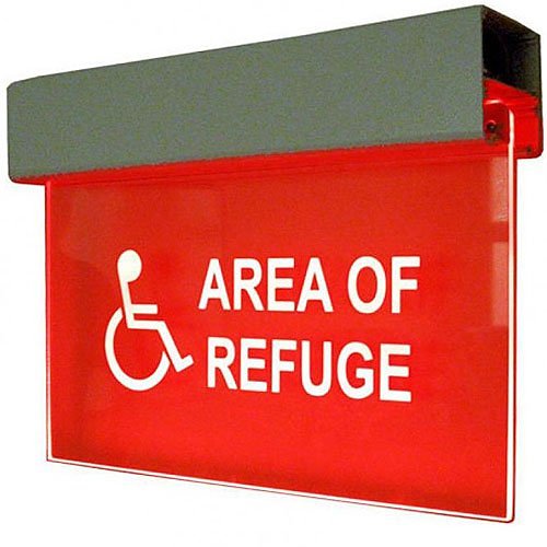Alpha RSN7050 120V LED AREA OF REFUGE Sign, Single Sided, Red