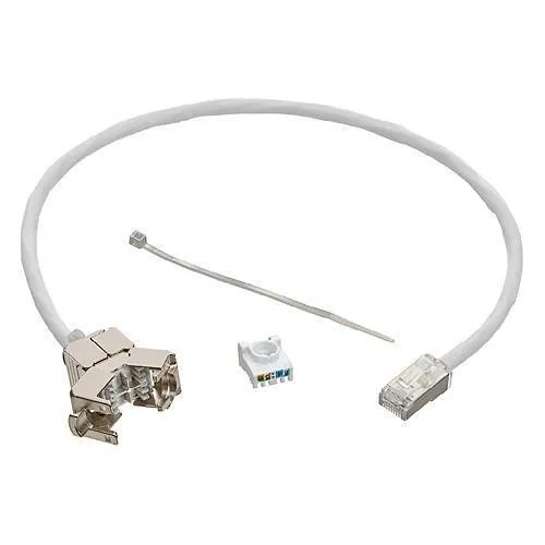 Leviton SBCPI-18W VXC Plenum Assembly, VXC Coupler with 18" Plenum Patch Cable Connected, White
