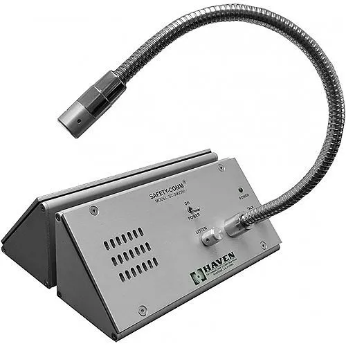 Alpha SC-300 Under-The-Glass Intercom, Counter Mount, Switch between Hands-Free and 20" Gooseneck Microphone Operation, 120VAC, Includes 18VDC Plug-in Power Supply