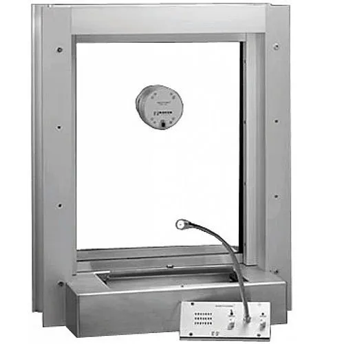 Alpha SC-350 2-Piece Thru-Glass Intercom, Counter/Glass Mount, 15" Gooseneck Microphone, 120VAC, No Headset Jack, Includes 18VDC Plug-In Power Supply