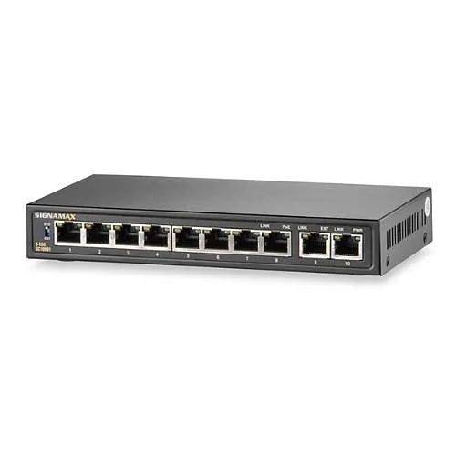 Signamax SC10091 8-Port Fast Ethernet PoE+ Switch, 250m