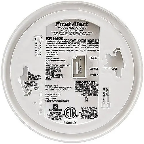 BRK SC7010B 120V AC Hardwired Combination Smoke and Carbon Monoxide Detector