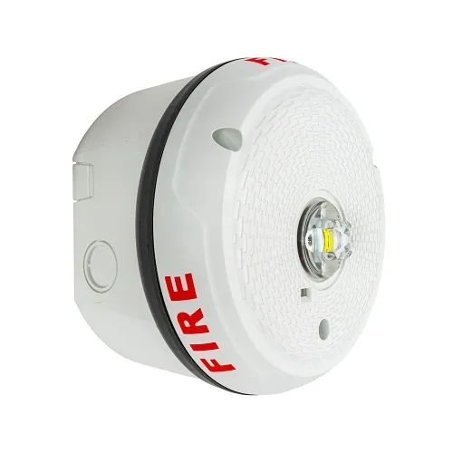 System Sensor SCWKLED L-Series Outdoor Ceiling-Mounted LED Strobe, "FIRE", White