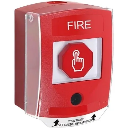 STI GFC2FR-EN GF Fire Alarm Push Button with Camera, Shield Cover, FIRE Label in English, Red