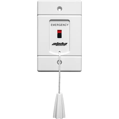 Alpha SF117/2A Emergency Pull Cord Station with Sliding Red Indicator, Adjustable Pull Cord, White Faceplate