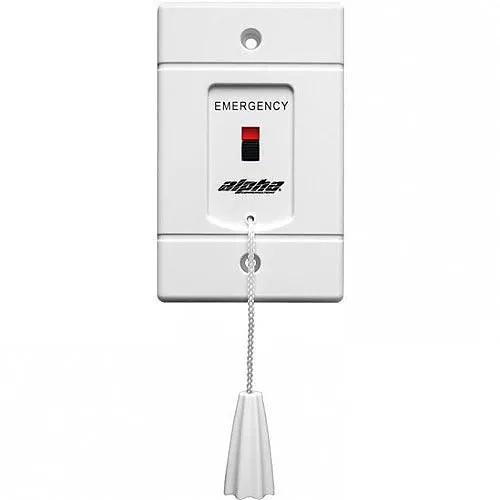 Alpha SF117/4A Emergency Pull Cord Station with Red Indicator, Emergency Imprinted, Adjustable Pull Cord, White Faceplate
