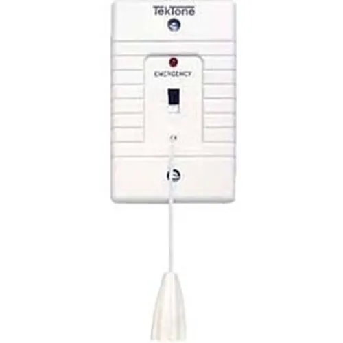 Alpha SF118/2C Emergency Pull Cord Station, 2-Pole with 24VDC Red LED, Emergency Imprinted, White Faceplate