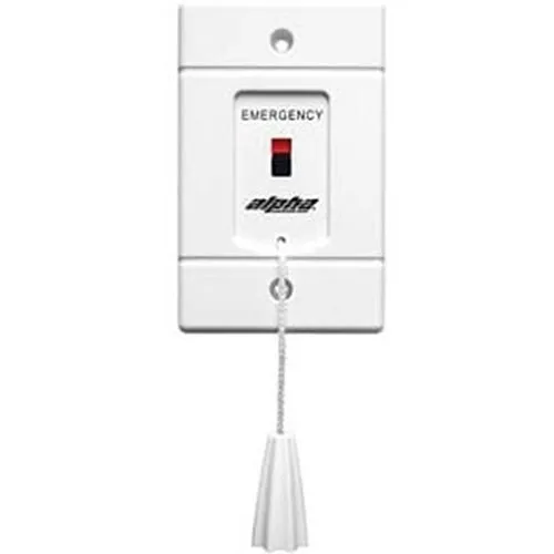 Alpha SF119/2A Emergency Pull Cord Station with Red Indicator, Emergency Imprinted, Adjustable Pull Cord, White Faceplate