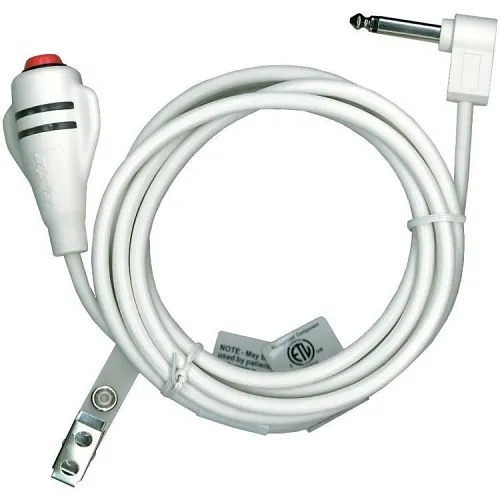 Alpha SF301/10 Single Call Cord for Bed Station, 10-Ft, White Cable, Red Button. 1/4" Male Phono Plug