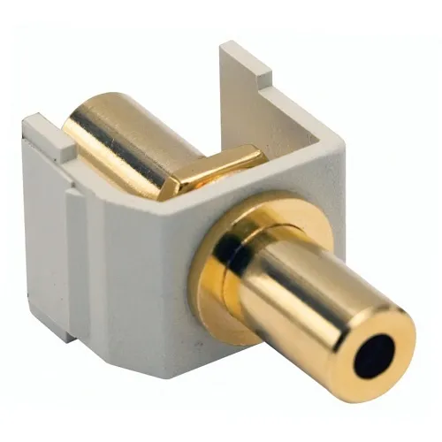 Hubbell SF35GFFOW Snap-Fit Keystone 3.5mm Gold Stereo Jack, Female to Female, Office White