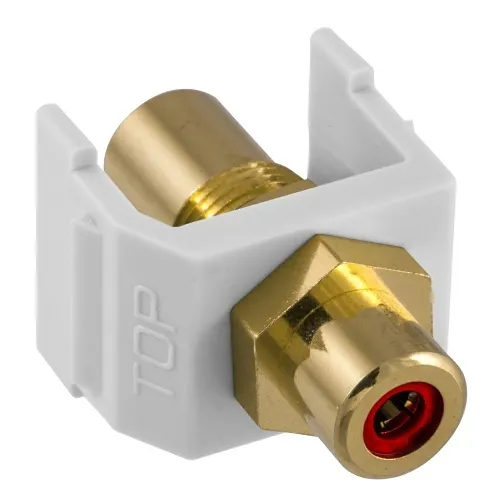 Hubbell SFRCRFFW Snap-Fit, Red RCA/RCA, White Housing
