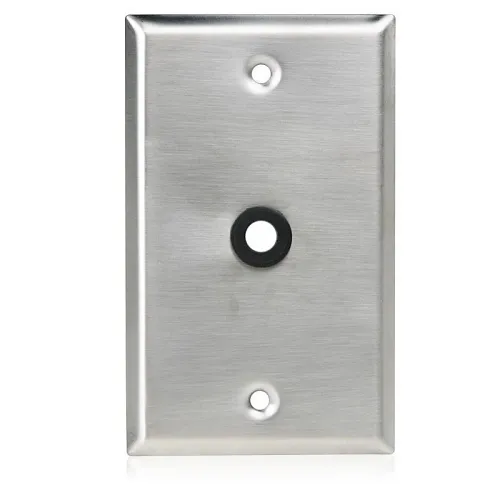 AtlasIED SG-38GH 1-Gang Stainless Steel Wall Plate, 3/8" Hole and Grommet