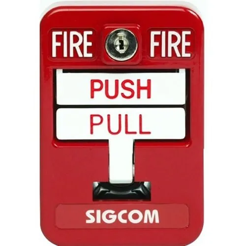 SigCom SG-42CXK2-RD-B SPECTRUM Series Single Action Pull Station, DPDT, with Key, Generic Red