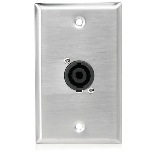 AtlasIED SG-NL4MP-1 Single Gang Plate with NL4MP Pole Connector, Stainless Steel