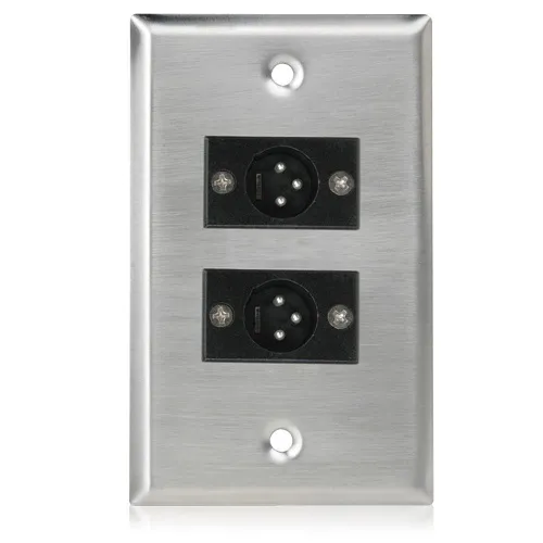 AtlasIED SG-XLR-M2 Single Gang Stainless Steel Plate with (2) Male 3-Pin XLR