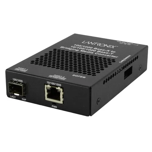 Lantronix SGFEB1014-130-NA Stand-Alone Gigabit Ethernet Media and Rate Converter, 10/100/1000Base-T (RJ-45) to 1000Base-LX 1310 nm Single Mode (SC) 10.5 dB