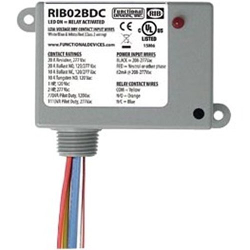 Functional Devices RIB02BDC Enclosed Relay 20A SPDT, Class Dry Contact Input, 208-277V AC Power Input
