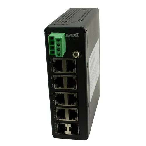 Lantronix SISTG1040-282-LRT Unmanaged Hardened Gigabit Ethernet Switch, (8) 10/100/1000Base-T Port [100 m/328'] (2) 100/1000Base-X SFP Slot
