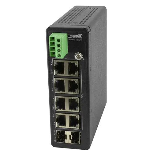 Lantronix SISTP1040-382-LRT Unmanaged Hardened Gigabit Ethernet PoE and Switch(8) 10/100/1000Base-T Ports and (2) 100/1000Base-X SFP Slots