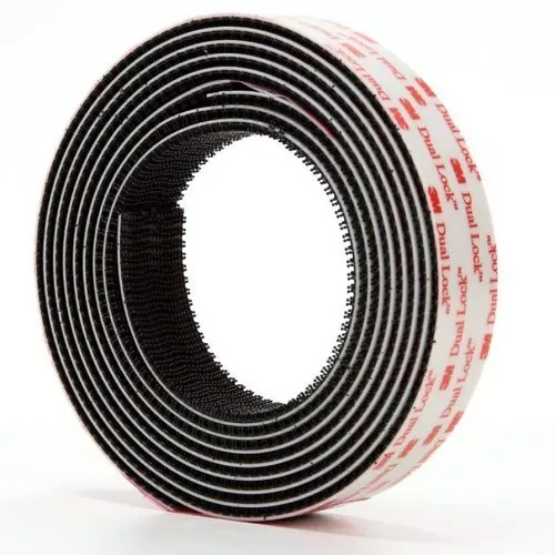 3M SJ3550 Dual Lock Reclosable Fastener with White, Acrylic, Conformable Foam Tape, 1/2" 50 yds., Type 250, Black