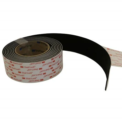 3M SJ3551 Dual Lock Reclosable Fastener with White, Acrylic, Conformable Foam Tape, 1" 50 yds., Type 400, Black