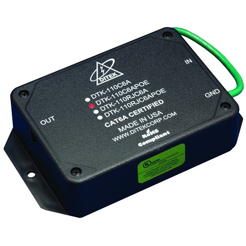 DITEK DTK-110C6APOE 10Gb CAT6A PoE Surge Protector, 110 Block In/Out Connection