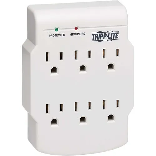 Eaton Tripp Lite SK6-0/SPIKEBLOK Eaton Tripp Lite SK6-0 Low-Profile Surge Protector with Diagnostic LED, 540 Joules, 6-Outlet