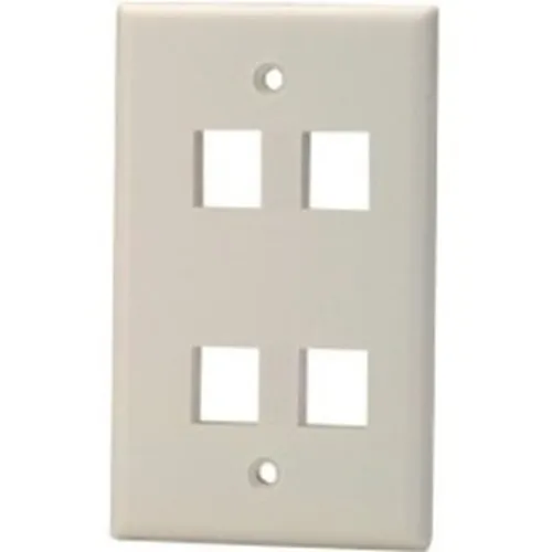 Signamax SKF-4 Wall Plate, 4-Port Single Gang FP Light Keystone, Ivory