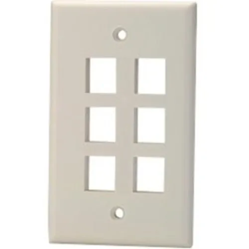 Signamax SKF-6-WH Wall Plate, 6-Port Single Gang Keystone Faceplate, White