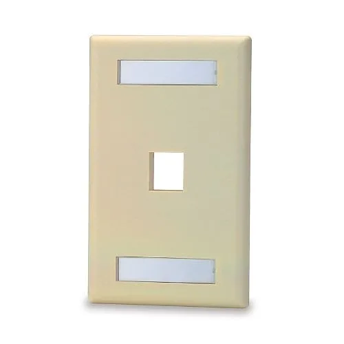 Signamax SKFL-1-DI 1-Port Single-Gang Keystone Faceplate with Labeling Windows, Dark Ivory