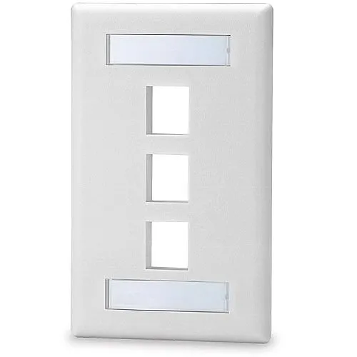 Signamax SKFL-3-WH 3-Port Single-Gang Keystone Faceplate with Labeling Windows, White