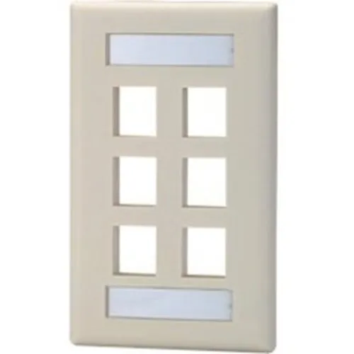Signamax SKFL-6-DI 6-Port Single-Gang Keystone Faceplate with Labeling Windows, White