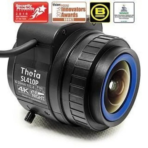 Theia SL410P 1/1.7" 4-10mm F1.4 P-Iris Varifocal CS-Mount Lens, IR Corrected, 4K Ultra HD, 12MP Rated