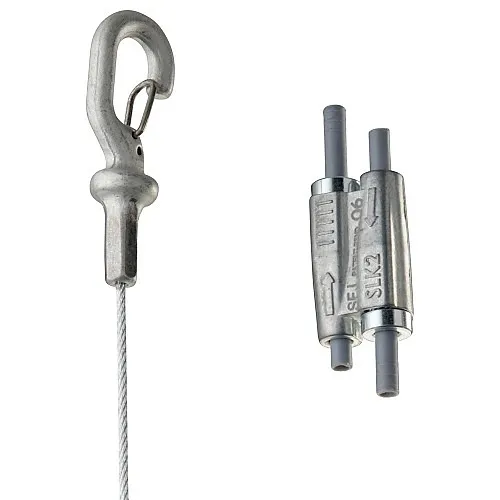 nVent CADDY SLK2L5 Tool-Free 2mm Wire Rope Hanger Kit with Hook End-Fitting, 16.4' Long, 100lb