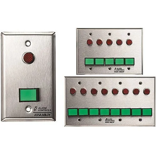 Alarm Controls SLP-2L Latching Monitor and Control Station, 1/2" Red LED, Green Alternating Push Button, Stainless Steel