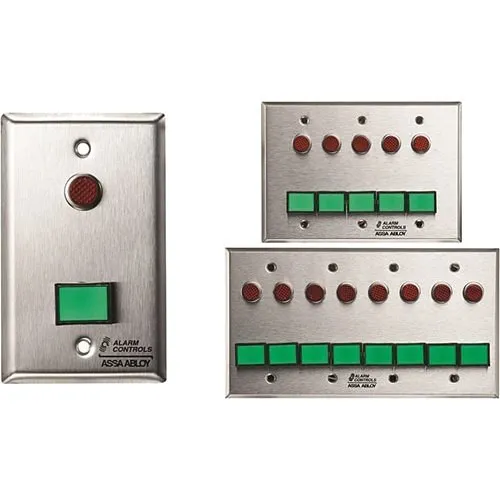 Alarm Controls SLP-2M Momentary Monitor and Control Station, 1/2" Red LED, Green Momentary Push Button, Stainless Steel