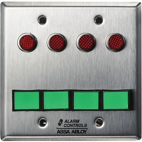 Alarm Controls SLP-4L 2-Gang Monitoring / Control Station with (4) LEDs and 4-Push Buttons, 12/24V