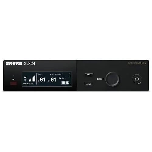 Shure SLXD14-J52 SLX-D Series Wireless System with SLXD1 Bodypack Transmitter and WA305 Instrument Cable, J52 Band, Black
