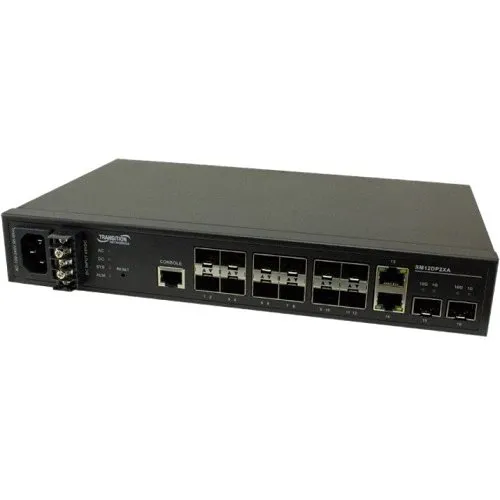 Lantronix SM12DP2XA Managed Gigabit Ethernet Fiber Switch (12) 100/1000Base-X SFP Slots