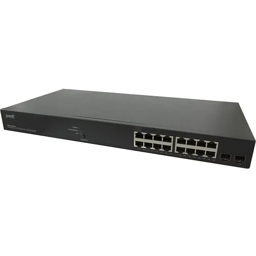 Lantronix SM16TAT2SA Smart Managed Gigabit Ethernet PoE+ Switch (16) 10/100/1000Base-T Ports (2) 100/1000Base-X SFP Slots